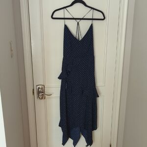 Navy White Polka Dot Summer Midi Dress